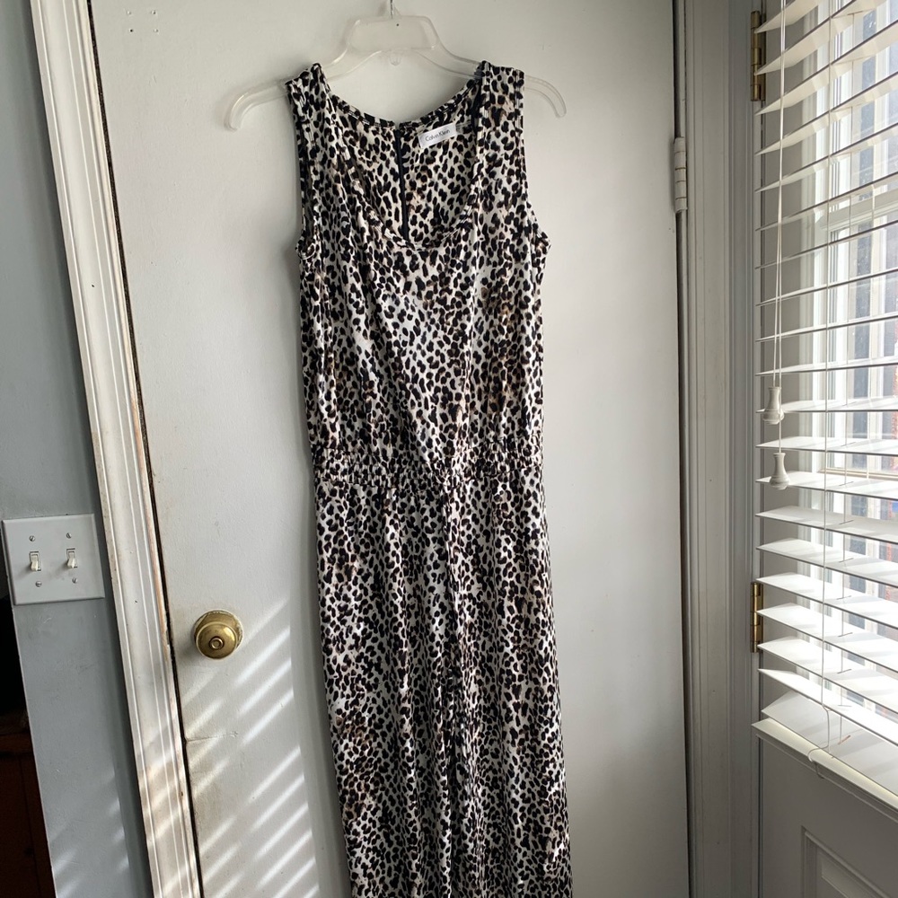 calvin klein cheetah print jumpsuit